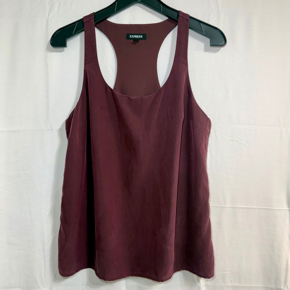 Express Burgundy Racerback Tank Top Double Layer Chiffon Blouse Womens‎ Medium